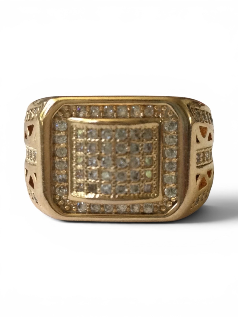 Iced‑Out CZ Pave Statement Cocktail Ring - Champagne Gold‑Tone - Sz 6 - NWOT - Picture 5 of 12